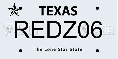 REDZ06 Texas License Plate