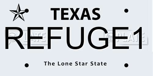 REFUGE1 Texas License Plate