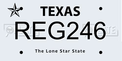 REG246 Texas License Plate