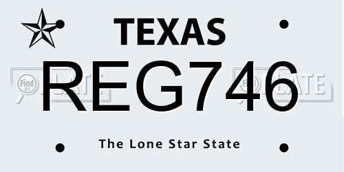 REG746 Texas License Plate