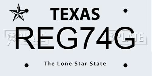 REG74G Texas License Plate