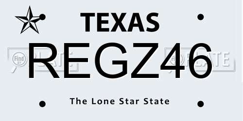 REGZ46 Texas License Plate