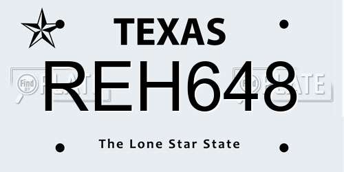 REH648 Texas License Plate