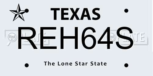 REH64S Texas License Plate