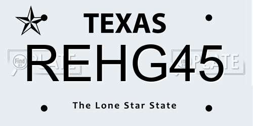 REHG45 Texas License Plate