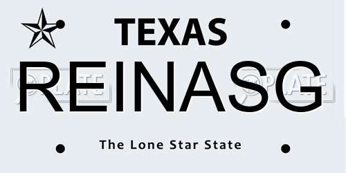REINASG Texas License Plate
