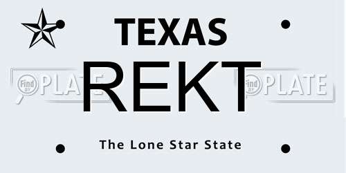 REKT Texas License Plate
