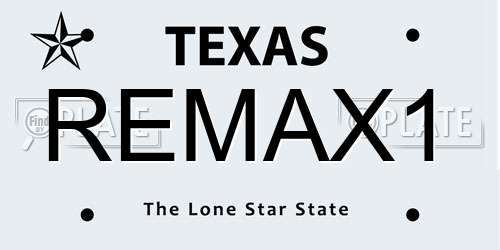 REMAX1 Texas License Plate