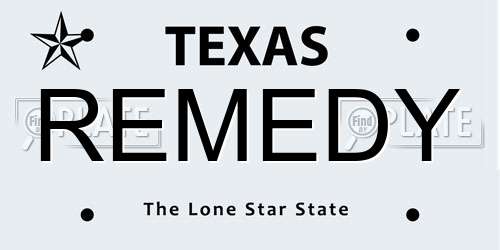 REMEDY Texas License Plate