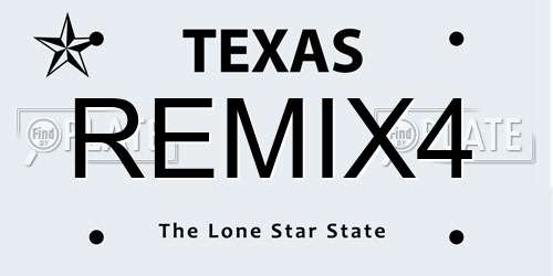 REMIX4 Texas License Plate