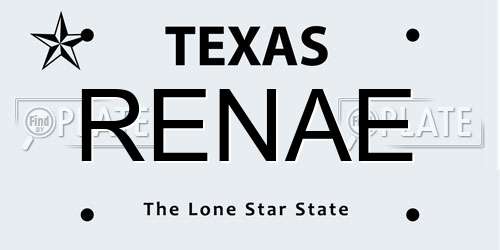 RENAE Texas License Plate