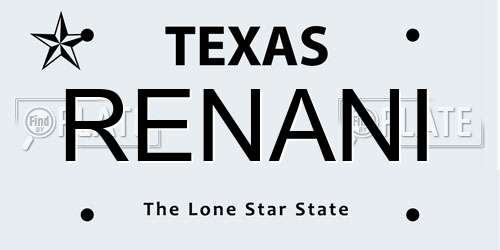 RENANI Texas License Plate