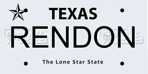 RENDON Texas License Plate