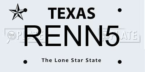 RENN5 Texas License Plate