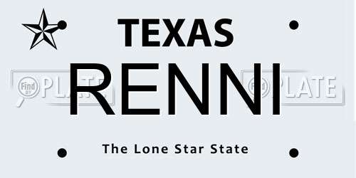 RENNI Texas License Plate