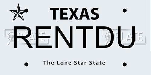 RENTDU Texas License Plate