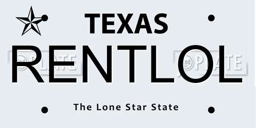 RENTLOL Texas License Plate