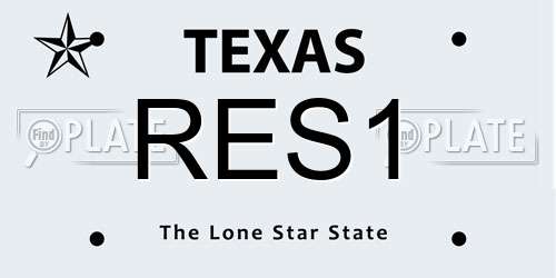 RES1 Texas License Plate
