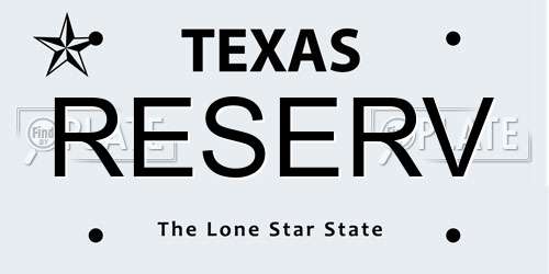 RESERV Texas License Plate
