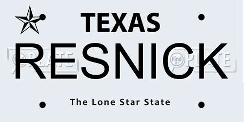 RESNICK Texas License Plate