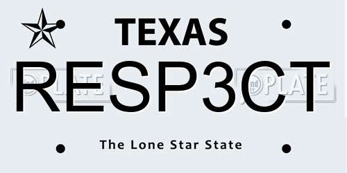 RESP3CT Texas License Plate