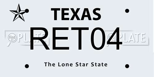 RET04 Texas License Plate
