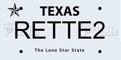 RETTE2 Texas License Plate