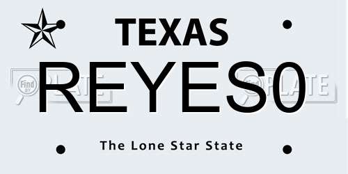 REYES0 Texas License Plate
