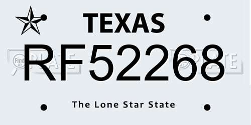 RF52268 Texas License Plate