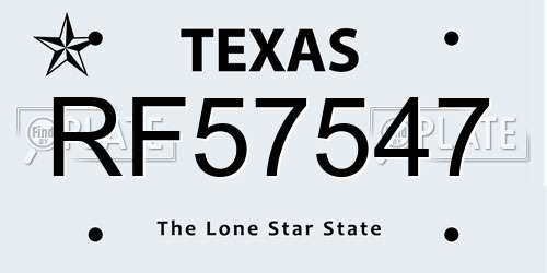 RF57547 Texas License Plate