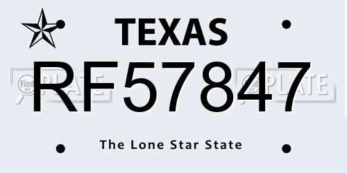 RF57847 Texas License Plate