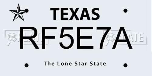 RF5E7A Texas License Plate