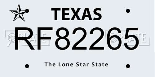 RF82265 Texas License Plate