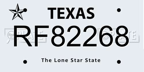 RF82268 Texas License Plate