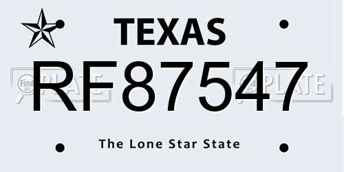 RF87547 Texas License Plate