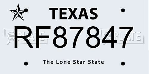 RF87847 Texas License Plate