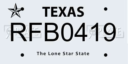 RFB0419 Texas License Plate