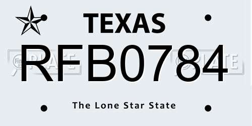 RFB0784 Texas License Plate