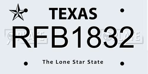 RFB1832 Texas License Plate