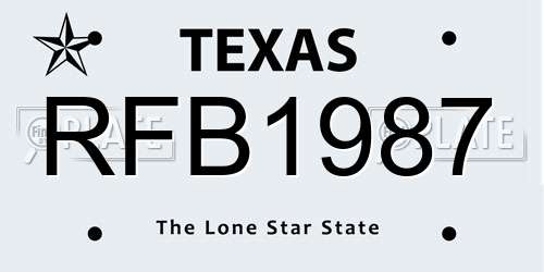 RFB1987 Texas License Plate