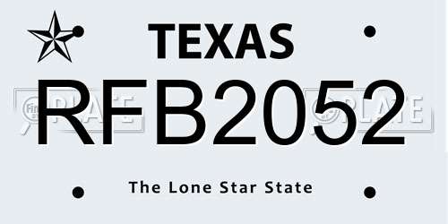 RFB2052 Texas License Plate