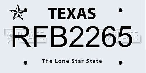 RFB2265 Texas License Plate
