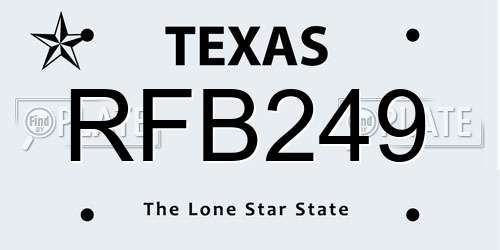 RFB249 Texas License Plate