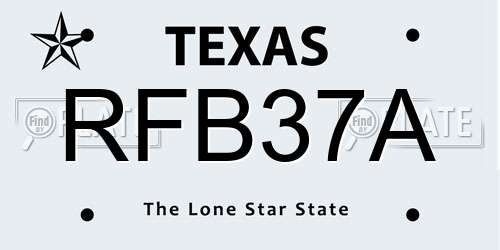 RFB37A Texas License Plate