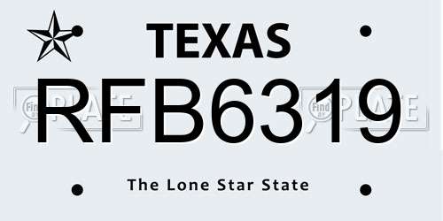 RFB6319 Texas License Plate