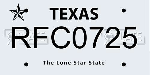 RFC0725 Texas License Plate