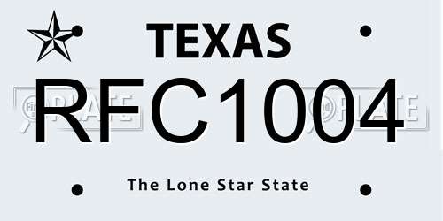 RFC1004 Texas License Plate