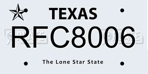 RFC8006 Texas License Plate
