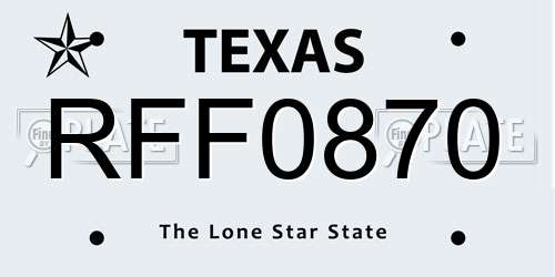 RFF0870 Texas License Plate