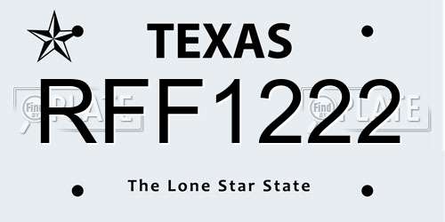 RFF1222 Texas License Plate